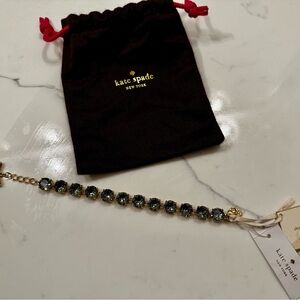 Kate Spade Gold Bracelet with Beautiful Green/Gray Gems